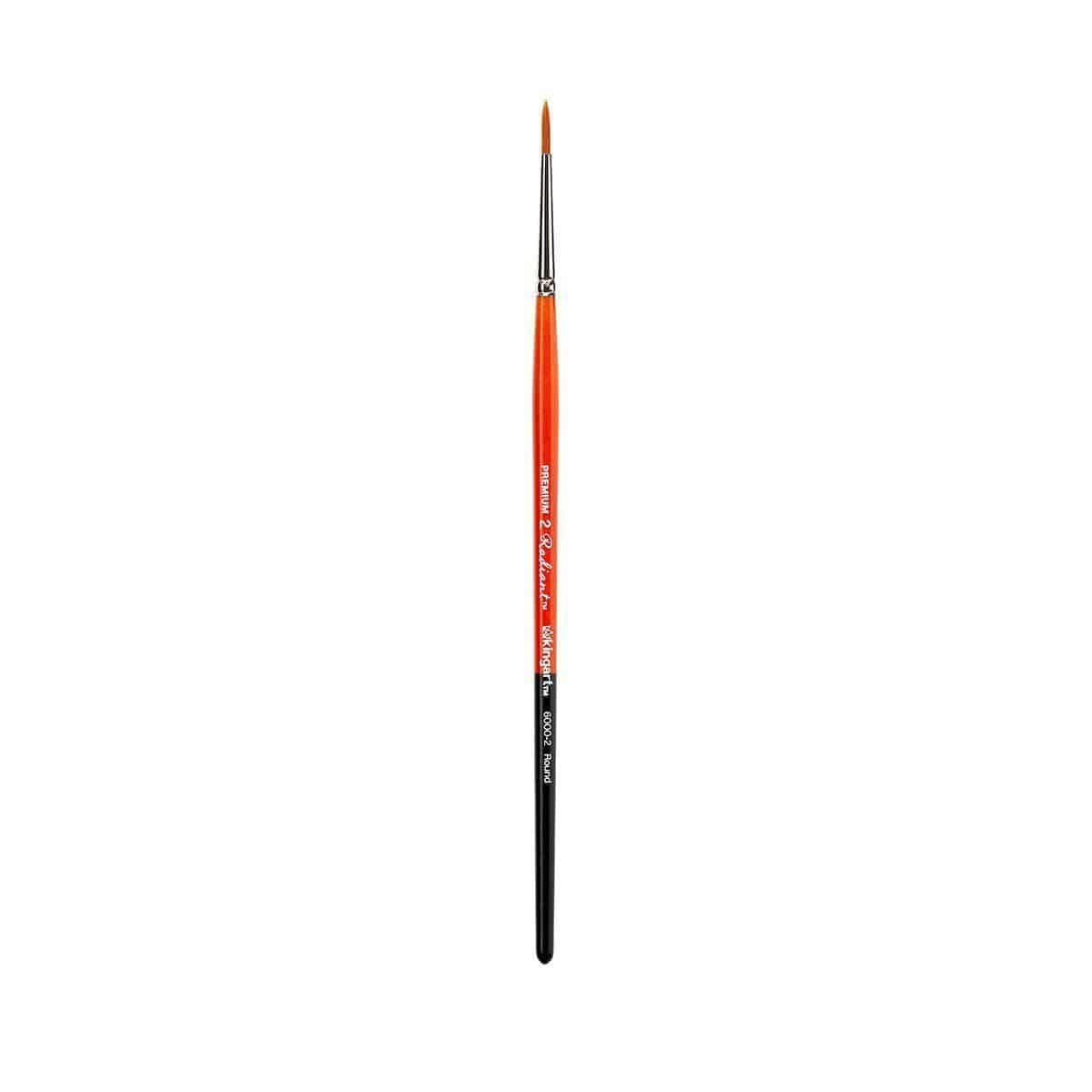 KINGART Premium Radiant 6000-2 ROUND Series Artist Brush, Synthetic Taklon Hair, Short Handle, for Acrylic, Oil and Watercolor Painting, Size 2