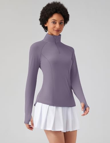 Image of LOMON Women Long Sleeve Shirts Sun Protection 1 /4 Zip Summer Quick Dry Hiking Shirts Quarter Zip Pullover for Women