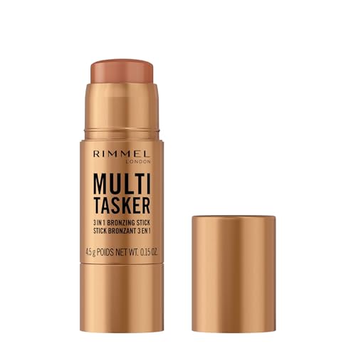 Rimmel London Multi Tasker, Stick bronzer sculptant et contour, tient toute la journée, fini frais, maquillage vegan, 4,5 g 002 Medium
