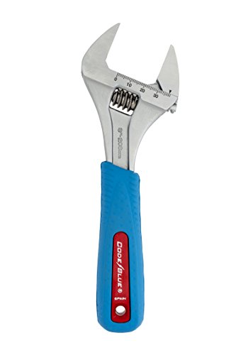 Channellock 8SWCB Slim Jaw 8-Inch WideAzz Adjustable Wrench | 1.5-Inch Jaw Capacity | Precise Design Grips in Tight Spaces | Measurement Scales for Easy Sizing of Diameters | CODE BLUE Comfort Grip