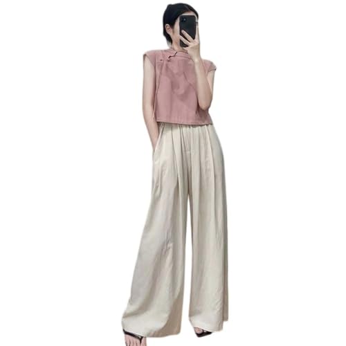 Conjunto de dos piezas de camisa de manga corta y pantalones palazzo estilo chino