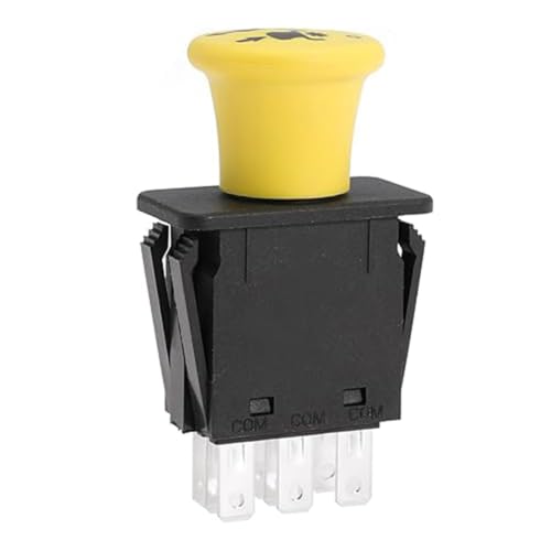 Interruptor PTO de 8 terminales para cortacésped con pomo amarillo de 10A 14V 6