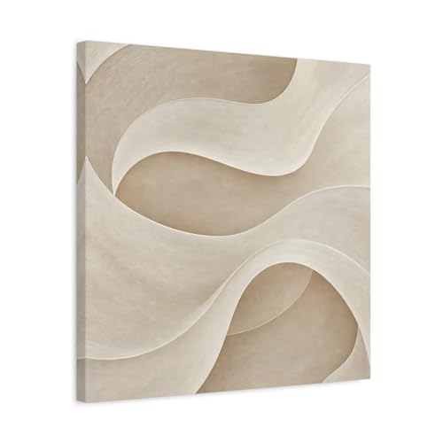 Toile vagues abstraites beige 50x50 cm pour décoration de salon chaleureuse