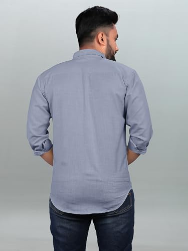 Image of Men Regular Fit Solid Spread Collar Casual Shirt