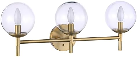 Minka Lavery 2793-695 Auresa Vanity Bath Light, 3-Light, 120 Total Watts, 25.63-in H x 9.38-in W, Soft Brass