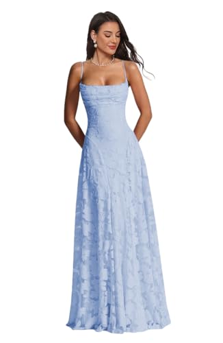 Spaghetti Strap Laces Prom Dress Floral Cowl Neck Bridesmaid Dresses Elegant Backless Long Evening...