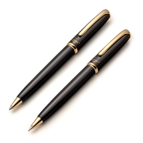 ZenZoi-Luxury-Black-Pen-Pencil-Set--Metal-Retractable-Executive-Ballpoint-Pen-Mechanical-Pencil-07-MM-Fancy-Quality-Pen-Gift-Set-for-Men-Women-Nice-Professional-Office-Pen