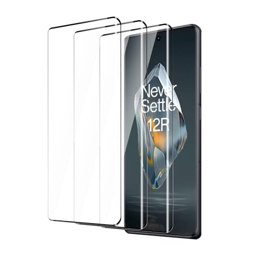 BIESHKJ 3 Pack For OnePlus 12R Edge Screen Protector 3D curved tempered glass screen protector 9H Hardness Tempered Glass Film Scratch-ResistantAnti-fingerprint (OnePlus 12R)