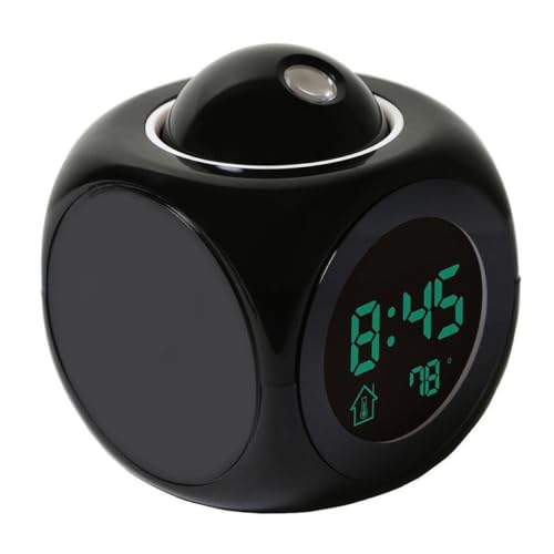 Levemolo Multifunctional Projection Digital Alarm Clock with Led Display Voice Talking Function Snooze and Hourly Chime Black