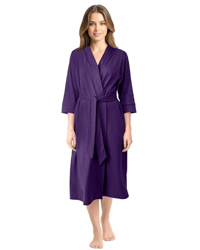 NY Threads   Albornoz de punto de lujo de mezcla de algodón para mujer (Large, Morado Real)