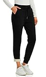 Soojun Women's Sherpa Lined Sweatpants Soft Jogger Pants, Black, X-Large
