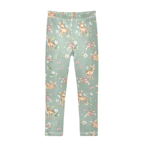 CaTaKu Girls Leggings Deers Cute Mushroom Leggings for Girls Kids Athletic Workout Yoga Pants Size 4-10T