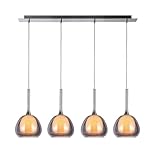 LÚZETE - LÁMPARA DE Techo 4 Luces Cristal Exterior FUMÉ Interior Blanco NOLINA