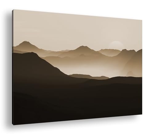 Tableau coucher de soleil sépia pour salon chaleureux de 90x60cm