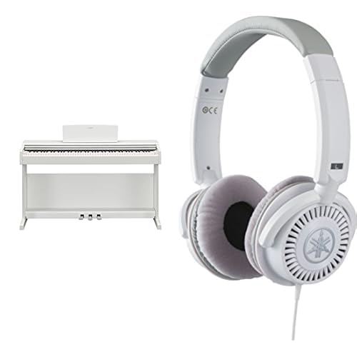 Yamaha Piano digital ARIUS YDP-145: piano doméstico clásico y elegante para principiantes, en color blanco, incluido con auriculares HPH-150