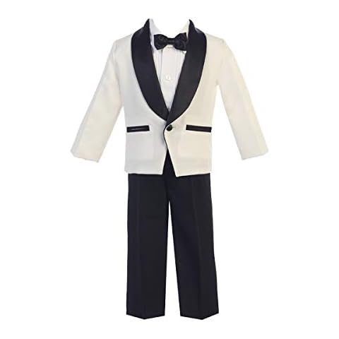 Lito Children's Wear Ivory & Black Dinner Jacket w/Pants 4 PC Tuxedo, 3T Cover