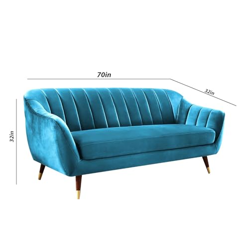 Image of Casaliving Anyse 3 Seater Sofa Set for Living Room (Turquise Fabric) Premium Fabric Sofa Set