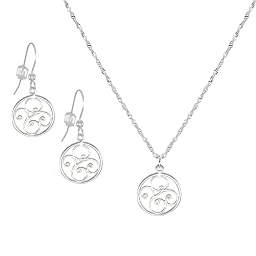 Handmade Jewelry by Dawn Round Filigree Sterling Silver Necklace and Earring Set - 18 inch