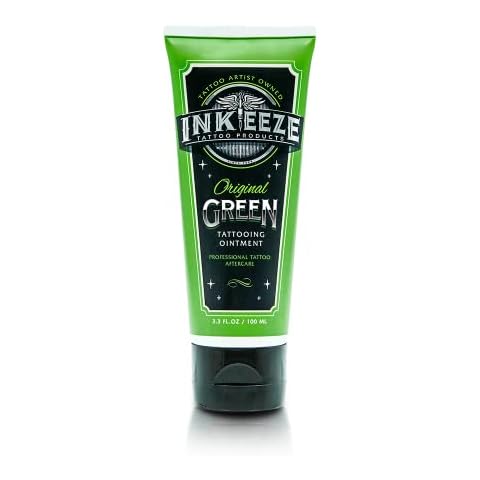 INK-EEZE Green Tattoo Ointment Artists and Aftercare, Essential Oils, Vegan, Cruelty Free, Made in USA, Lavender, 3.3oz tube Cover