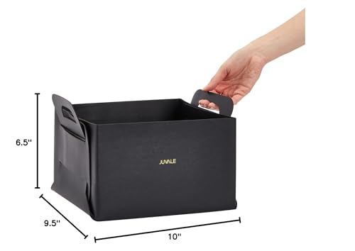 Juvale BRLGC 2 Pack Faux Leather Foldable Storage Bins With Handles, Collapsible Baskets For Home Organization  thumb #9
