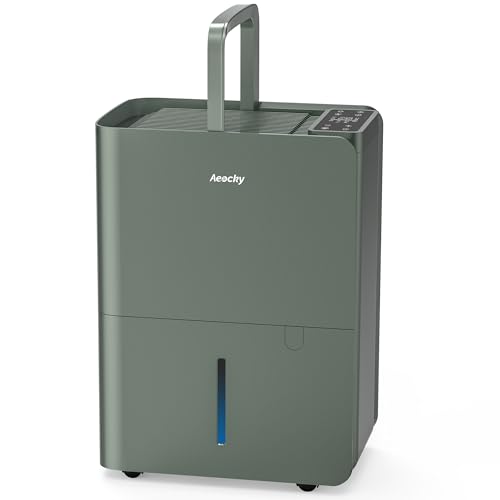 AEOCKY Deshumidificador Max 25L, Tamaño de la habitación aprox. 200 m³ (50 m²), deshumidificador inteligente con compresor y manguera de drenaje, ideal para secar la ropa, dormitorio, baño y sótano