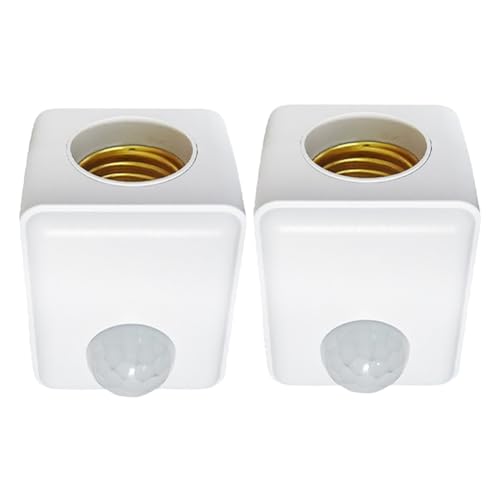 Peowuieu 2pz Presa per Luce con Sensore di Movimento E27, Portalampada con Rilevatore di Movimento, Portalampada con Sensore di Infrarossi Automatico per Lampada con Spina EU