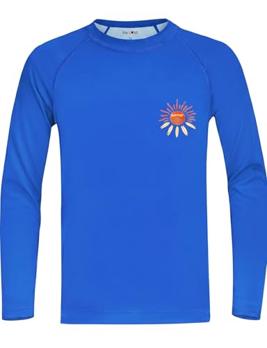 Image of weVSwe Blue Sun Boys Swimming Costume with UPF 50+ Protection, Boys Rash Guard Shirts Recycled Fabric Long Sleeve Rash Vest Skin-Friendly Quick-Drying for 3 Years