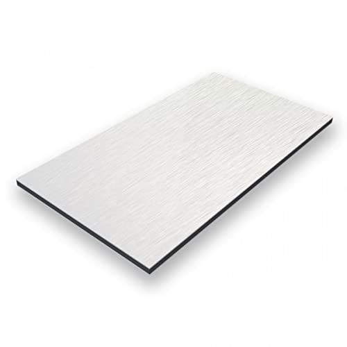 AMON Aluverbund 24 Aluverbundplatte, Aluminium Platte, 3mm dick, Silber Gebürstet 001, 100x100cm