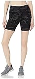 Danskin Womens Bike Short with Side Pocket, Black Salt Camo, Medium