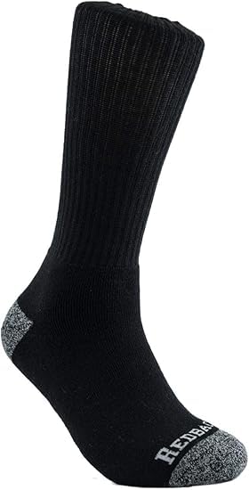 Zeussearch unisex 6 Pack Redback Boots Everyday Bamboo Sock (Black)
