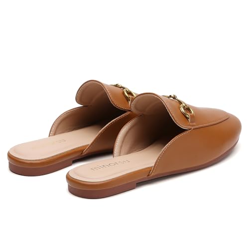 Image of Minorsu Buckle Mules for Women Flats Loafers Shoes for Work Office Business | Slip on,Round Toe,Backless,Slides, Casual