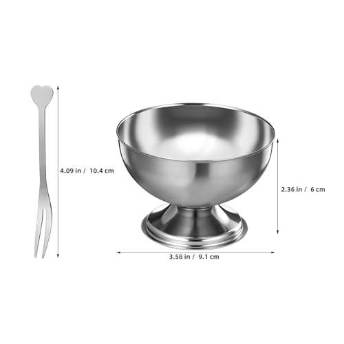 Image of Housoutil Ice Cream Cups, 4 Pcs Stainless Steel Serving Dessert Bowls, Round Sauce Bowls, Reusable Footed Yogurt Snack Candy Cups for Cake Salad Fruit Pudding Snacks Christmas Party