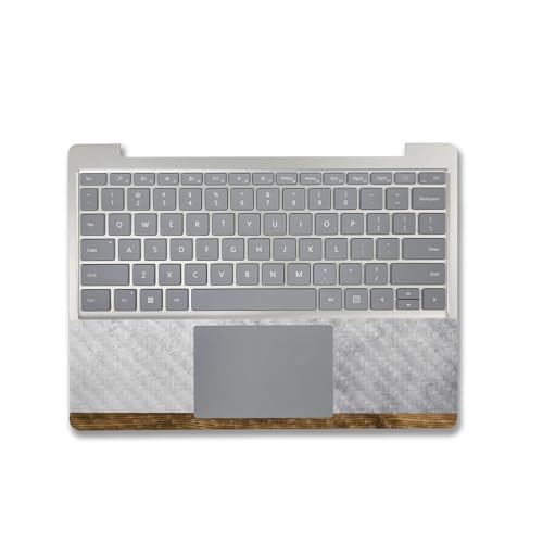 Image of MightySkins Carbon Fiber Skin Compatible with Microsoft Surface Laptop Go 3 (2023) Full Wrap Kit - Concrete Wood | Protective, Durable Textured Carbon Fiber Finish | Made in The USA