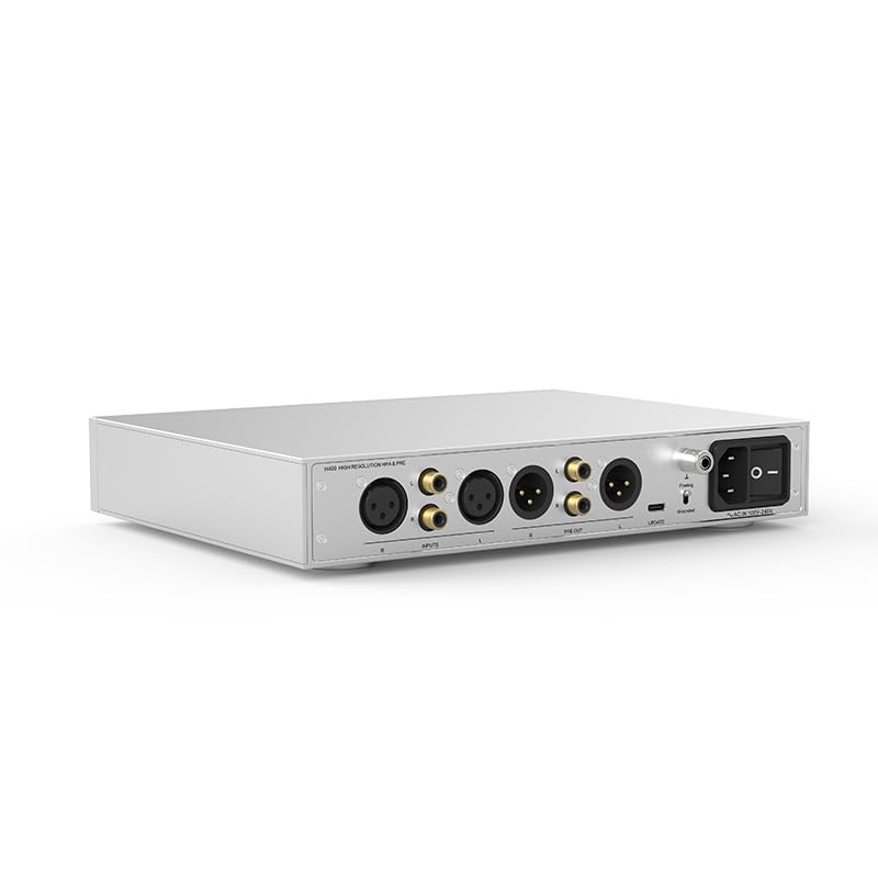 LEAUDIO SMSL H400 Headphone Amplifier preamp Output 6.35mm 4.4mm XLR Fully Balanced gain Control with Remote Control (Sliver), Silver