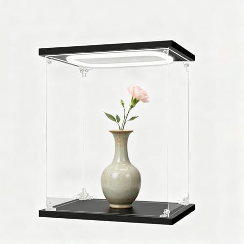 Vitrine acrylique boîte de comptoir d'affichage transparente 70 cm avec LED