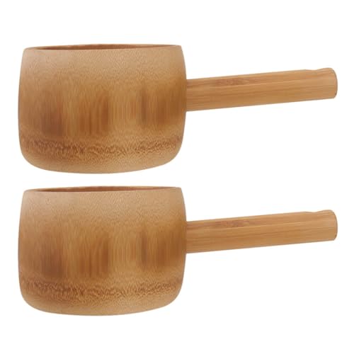 HOLIDYOYO 2pcs Bamboo Long-handled Water Spoon Kitchen Utensil Soup Ladle Water Ladle Bailer