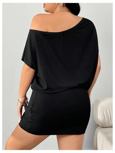 SOLY HUX Women's Plus Size Off The Shoulder Short Sleeve Tshirt Dress Summer Bodycon Party Mini Dresses2