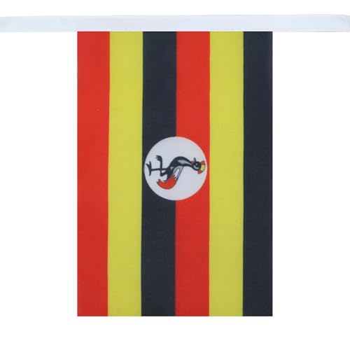 Image of AZ FLAG Uganda 6 meters BUNTING Flag 20 flags 9'' x 6'' - Ugandan STRING flags 15 x 21 cm