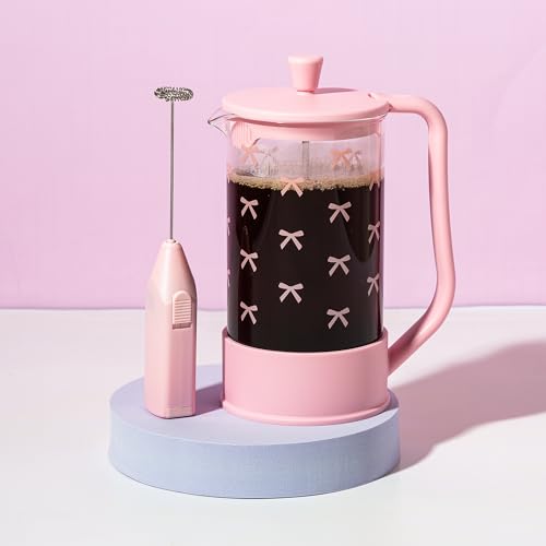 Paris Hilton Bow Design French Press and Frother Coffee Gift Set, Includes a 8-Cup Coffee Press and Battery Operated Handheld Milk Frother, 2-Piece Set, Pink by Paris Hilton - Image 7