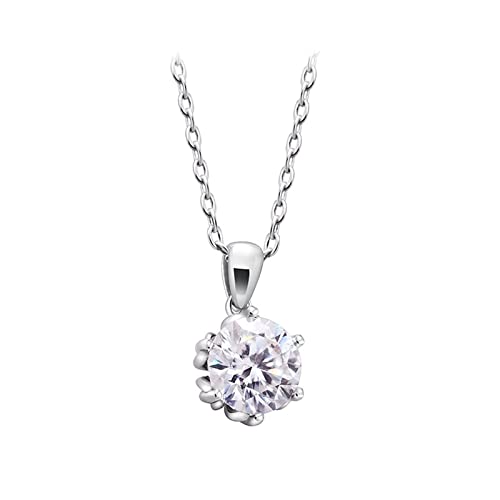 Collier en or blanc pour femme bijou pendentif moissanite 1 carat chaîne 45,7 cm