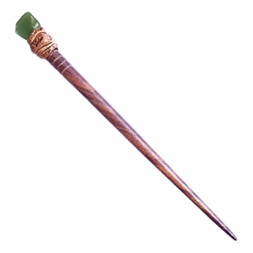 Natural Tumbled Healing Gemstone Crystal Wooden Hair Stick Handmade Gifts Boho Reiki by Smoky Quartz (Aventurine)