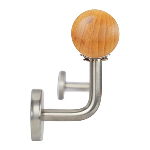 Relaxdays Handlauf Holz, Buche, 1000 mm/100 cm/1 m, Wandhalterung, mit Dübeln, rustikal 42 mm Durchmesser, natürlich