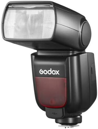 Godox TT685O II Flash with its head tilted upwards, demonstrating bounce flash capability.