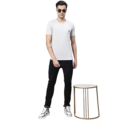 Image of Mack Jonney Men Round Neck Cotton Solid Regular Fit T-Shirt-T Anthraa 01-P