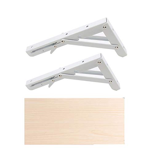 ZHXQ Soportes para Estantes Plegables 2 Piezas,2 Soportes Plegables Triangulares,Escuadras Abatibles,Soportes Plegables para Pared,Escuadras de Metal,Brazo de liberación Corta,Carga Máxima 60 kg