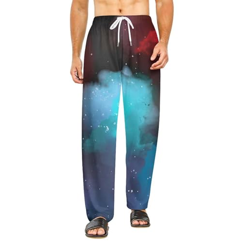 Vêtements de nuit femme avec poches et pantalon long Nébuleuse Rouge