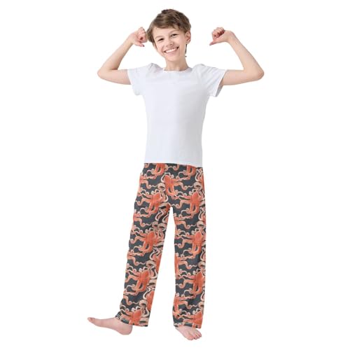 Watercolor Red Octopus Boys Pants for Kids Jogger Pants with Pockets S-XL2