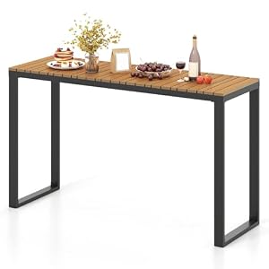 COSTWAY Gartentisch wetterfest, 129x42cm, rechteckiger Balkontisch