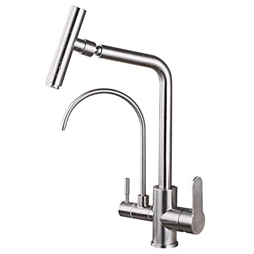 Mitigeur de cuisine 3 voies en acier inoxydable brossé, pureté et design rotatif