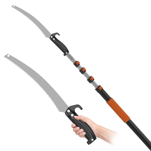 SISUPASSIE 36FT Reach Pole Saw for Tree Trimming, Telescoping Tree Pruner Extendable with 7-30FT Extension Pole, Manual Saw for Garden, Patios, Yard